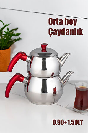 Porsima 3 Nolu Dayanıklı Ortaboy Paslanmaz Çelik Çaydanlık Takımı