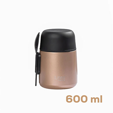 Porsima Paslanmaz Çelik Vakumlu Yemek Termosu Beslenme Kutusu Taşınabilir Lunch Box Sefer Tası Bronz 600ml