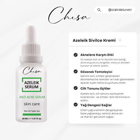 Chisa Azeleik-Salisilik kombinasyonu Akne karşıtı Serum 30 ml