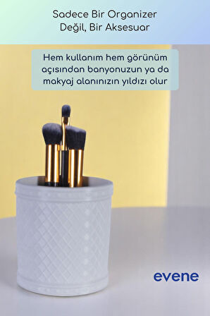 Makyaj Organizeri Makyaj Fırçalığı Makyaj Organizer Düzenleyici Altın Eskitme Renk Model 90