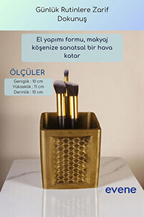 Makyaj Organizeri Makyaj Fırçalığı Makyaj Organizer Düzenleyici Altın Renk Model 86