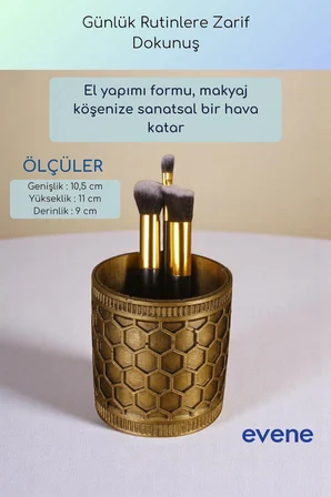 Makyaj Organizeri Makyaj Fırçalığı Makyaj Organizer Düzenleyici Altın Renk Model 81