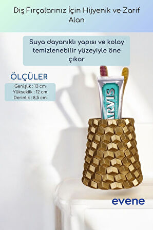 Diş Fırçalığı Diş Fırçalık Diş Fırçası Standı Diş Fırçası Tutucu Altın Eskitme Renk Model 84
