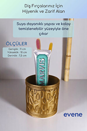 Diş Fırçalığı Diş Fırçalık Diş Fırçası Standı Diş Fırçası Tutucu Altın Eskitme Model 76