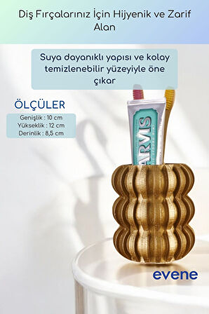 Diş Fırçalığı Diş Fırçalık Diş Fırçası Standı Diş Fırçası Tutucu Altın Eskitme Model 75