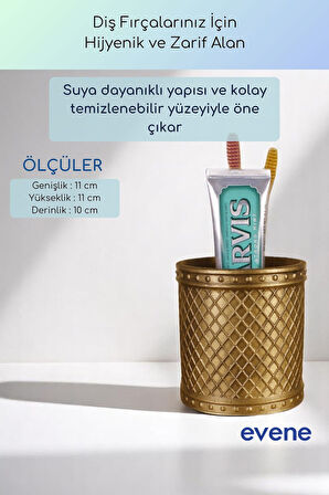 Diş Fırçalığı Diş Fırçalık Diş Fırçası Standı Diş Fırçası Tutucu Altın Renk Model 90