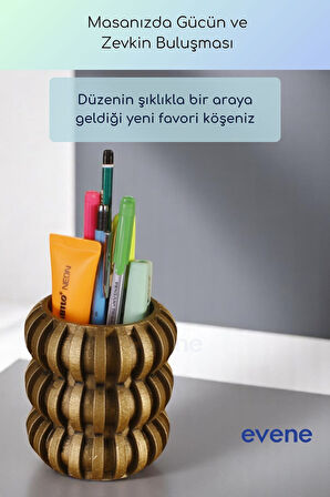 Kalemlik Masa Kalemliği Organizer Kalemlik Altın Eskitme Renk Model 75