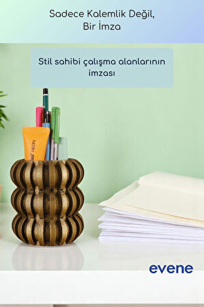Kalemlik Masa Kalemliği Organizer Kalemlik Altın Eskitme Renk Model 75