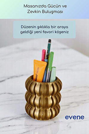 Kalemlik Masa Kalemliği Organizer Kalemlik Altın Renk Model 75