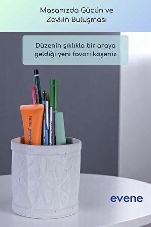 Kalemlik Masa Kalemliği Organizer Kalemlik Beyaz Renk Model 76