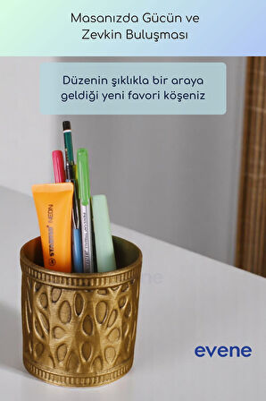 Kalemlik Masa Kalemliği Organizer Kalemlik Altın Eskitme Renk Model 76