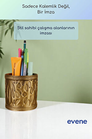 Kalemlik Masa Kalemliği Organizer Kalemlik Altın Eskitme Renk Model 76