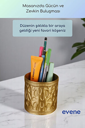 Kalemlik Masa Kalemliği Organizer Kalemlik Altın Renk Model 76