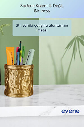 Kalemlik Masa Kalemliği Organizer Kalemlik Altın Renk Model 76