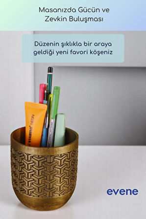 Kalemlik Masa Kalemliği Organizer Kalemlik Altın Eskitme Renk Model 77