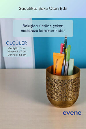 Kalemlik Masa Kalemliği Organizer Kalemlik Altın Eskitme Renk Model 77