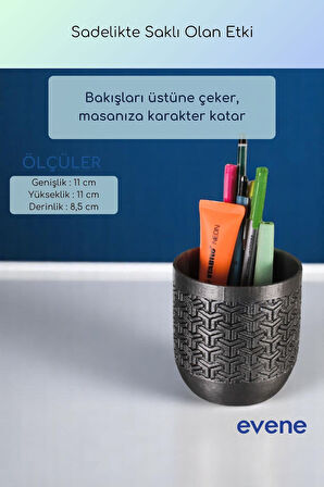 Kalemlik Masa Kalemliği Organizer Kalemlik Gümüş Eskitme Renk Model 77