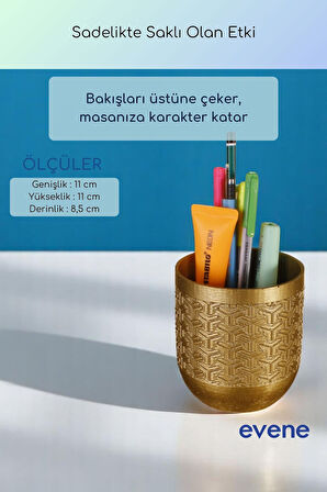 Kalemlik Masa Kalemliği Organizer Kalemlik Altın Renk Model 77