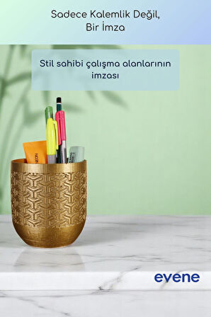 Kalemlik Masa Kalemliği Organizer Kalemlik Altın Renk Model 77