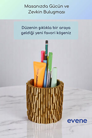 Kalemlik Masa Kalemliği Organizer Kalemlik Altın Renk Model 78