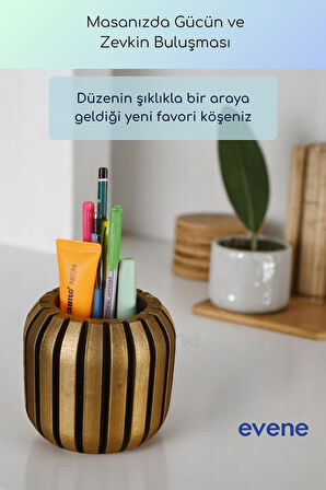 Kalemlik Masa Kalemliği Organizer Kalemlik Altın Eskitme Renk Model 79