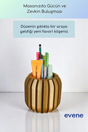 Kalemlik Masa Kalemliği Organizer Kalemlik Altın Renk Model 79