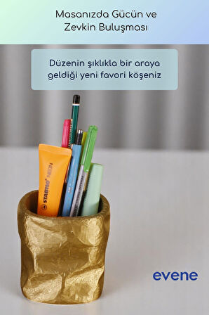 Kalemlik Masa Kalemliği Organizer Kalemlik Altın Renk Model 80