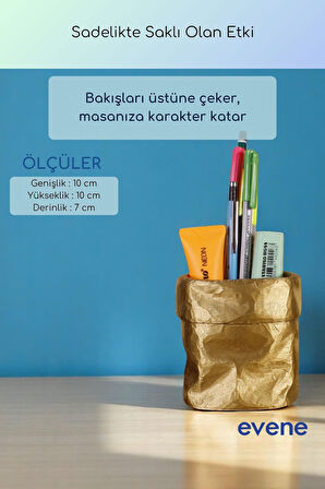 Kalemlik Masa Kalemliği Organizer Kalemlik Altın Renk Model 80