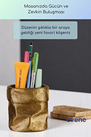 Kalemlik Masa Kalemliği Organizer Kalemlik Altın Eskitme Renk Model 80