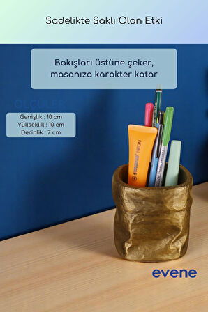 Kalemlik Masa Kalemliği Organizer Kalemlik Altın Eskitme Renk Model 80
