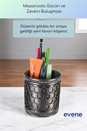 Kalemlik Masa Kalemliği Organizer Kalemlik Gümüş Eskitme Renk Model 81
