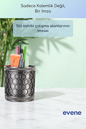 Kalemlik Masa Kalemliği Organizer Kalemlik Gümüş Eskitme Renk Model 81
