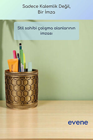 Kalemlik Masa Kalemliği Organizer Kalemlik Altın Eskitme Renk Model 81