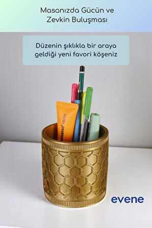 Kalemlik Masa Kalemliği Organizer Kalemlik Altın Renk Model 81
