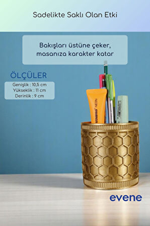 Kalemlik Masa Kalemliği Organizer Kalemlik Altın Renk Model 81