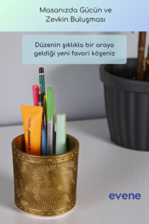 Kalemlik Masa Kalemliği Organizer Kalemlik Altın Eskitme Renk Model 82