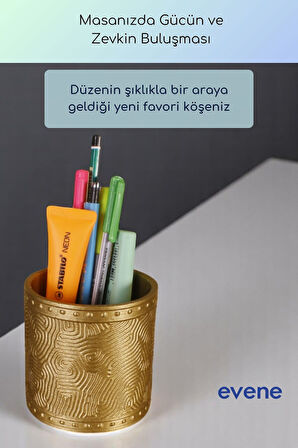 Kalemlik Masa Kalemliği Organizer Kalemlik Altın Renk Model 82