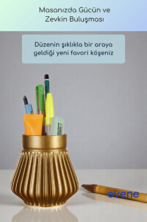 Kalemlik Masa Kalemliği Organizer Kalemlik Altın Renk Model 83