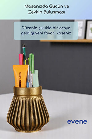 Kalemlik Masa Kalemliği Organizer Kalemlik Altın Eskitme Renk Model 83