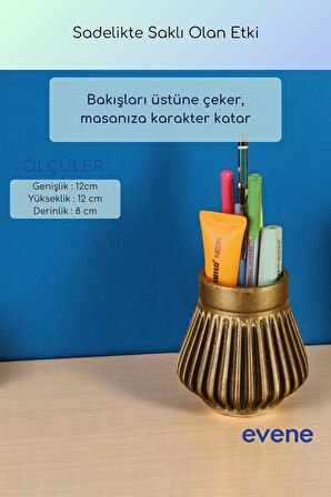 Kalemlik Masa Kalemliği Organizer Kalemlik Altın Eskitme Renk Model 83