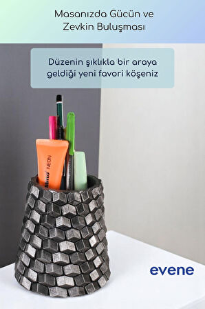Kalemlik Masa Kalemliği Organizer Kalemlik Gümüş Eskitme Renk Model 84