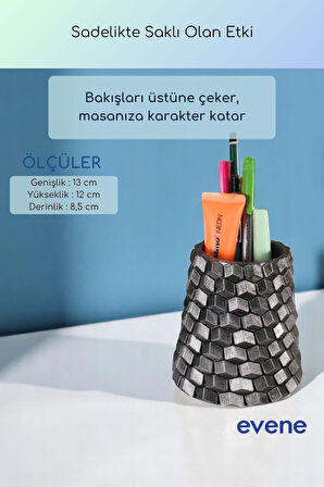 Kalemlik Masa Kalemliği Organizer Kalemlik Gümüş Eskitme Renk Model 84