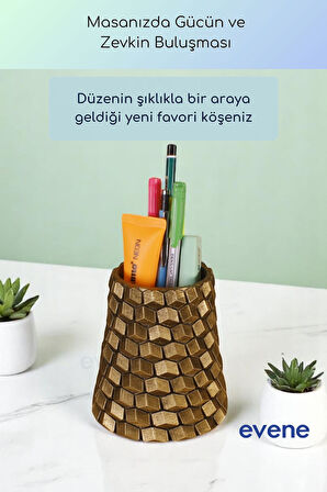 Kalemlik Masa Kalemliği Organizer Kalemlik Altın Eskitme Renk Model 84