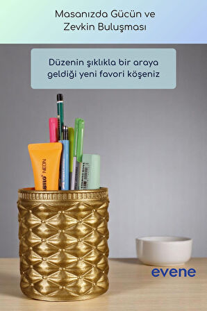 Kalemlik Masa Kalemliği Organizer Kalemlik Altın Renk Model 85
