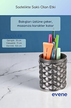Kalemlik Masa Kalemliği Organizer Kalemlik Gümüş Eskitme Renk Model 85