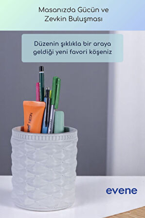 Kalemlik Masa Kalemliği Organizer Kalemlik Beyaz Renk Model 85
