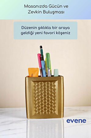 Kalemlik Masa Kalemliği Organizer Kalemlik Altın Renk Model 86