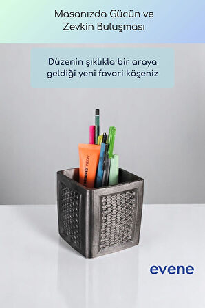 Kalemlik Masa Kalemliği Organizer Kalemlik Gümüş Eskitme Renk Model 86