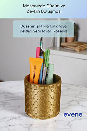 Kalemlik Masa Kalemliği Organizer Kalemlik Altın Renk Model 87