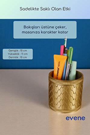 Kalemlik Masa Kalemliği Organizer Kalemlik Altın Renk Model 87